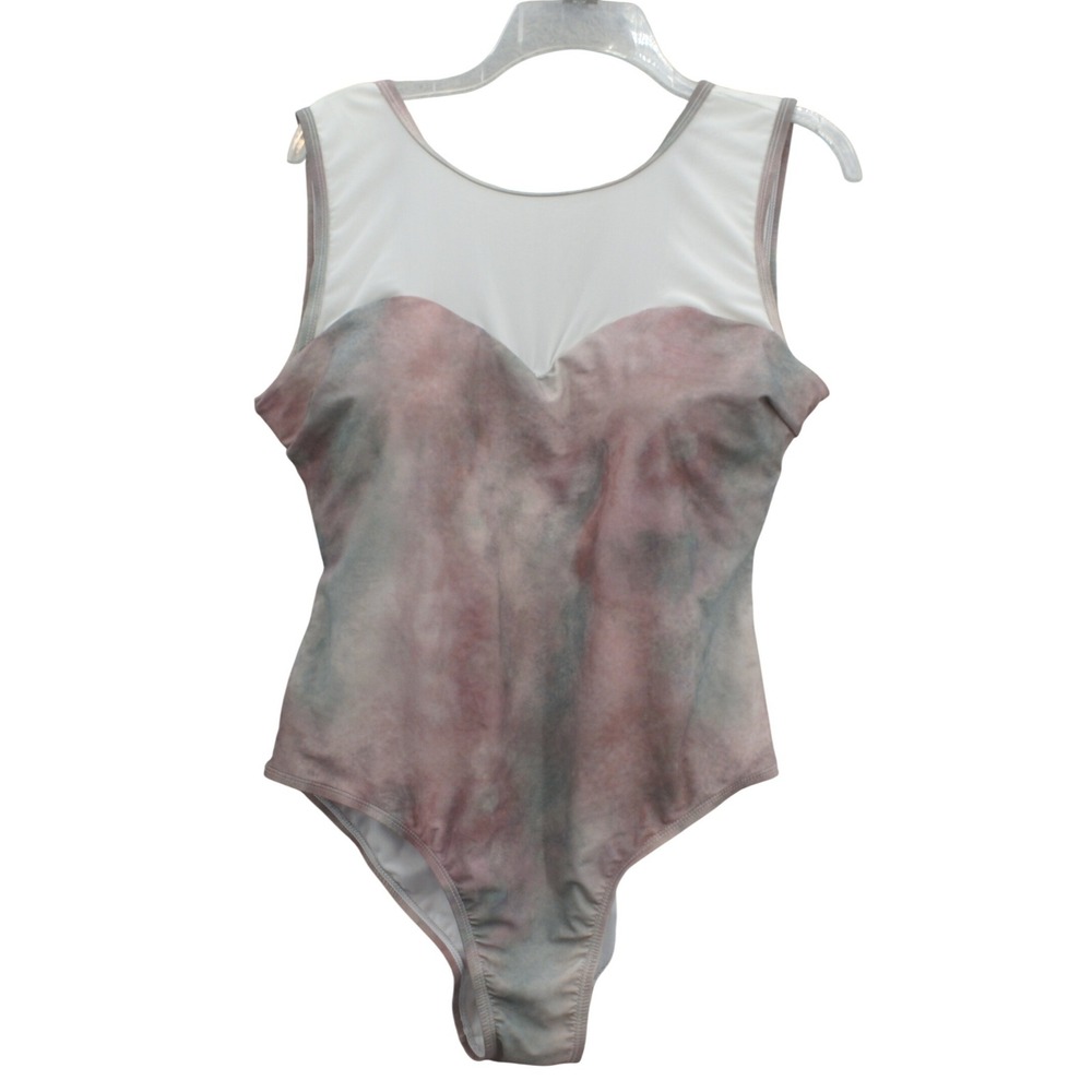 Meet.Curve Women XL Tie Dye One Piece Swimsuit Mesh Sweetheart Ladder Back Newā